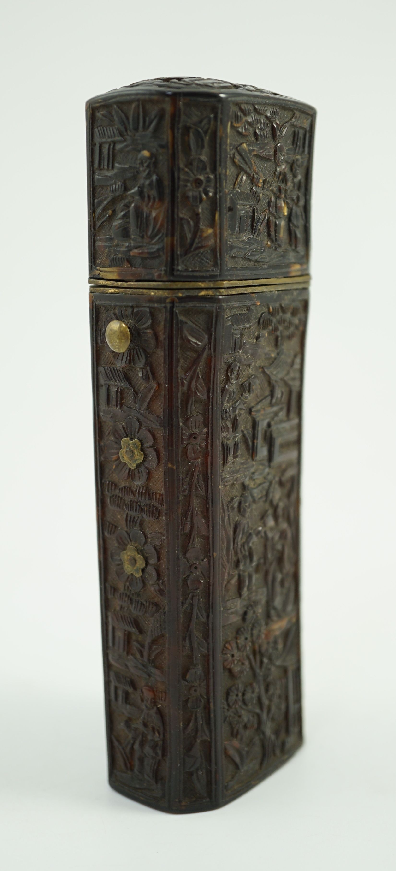 A 19th century Chinese export tortoiseshell etui case, no contents, 13cms long.